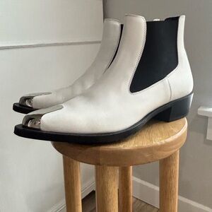 Alexander McQueen Black and White Ankle Boots